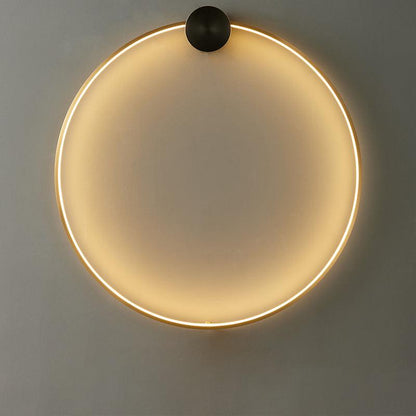 Ring Shaped LED Wall Light Dia 31.5″ x H 32.7″ / Dia 80cm x H 83cm / Brass & Black / Three-Color Changing Light Wall lamp