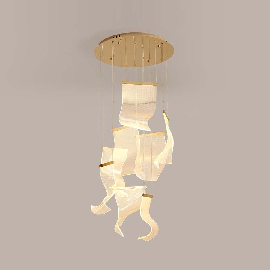 Acrylic LED Chandelier 8heads Dia 23.6″ x H 98.4″ / Dia 60cm x H 250cm / Small: W 7.1″ x H 10.2″ / W 18cm x H 26cm / Gold