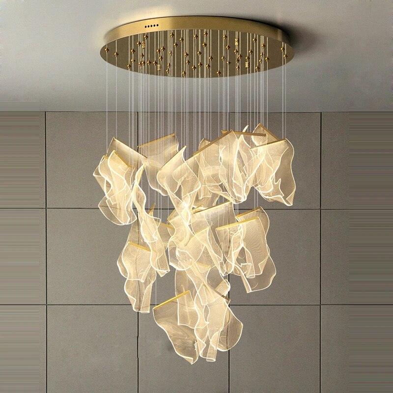 Acrylic LED Chandelier 28heads Dia 39.4″ x H 157.5″ / Dia 100cm x H 400cm / Small: W 7.1″ x H 10.2″ / W 18cm x H 26cm