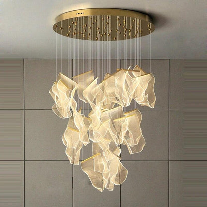 Acrylic LED Chandelier 28heads Dia 39.4″ x H 157.5″ / Dia 100cm x H 400cm / Small: W 7.1″ x H 10.2″ / W 18cm x H 26cm