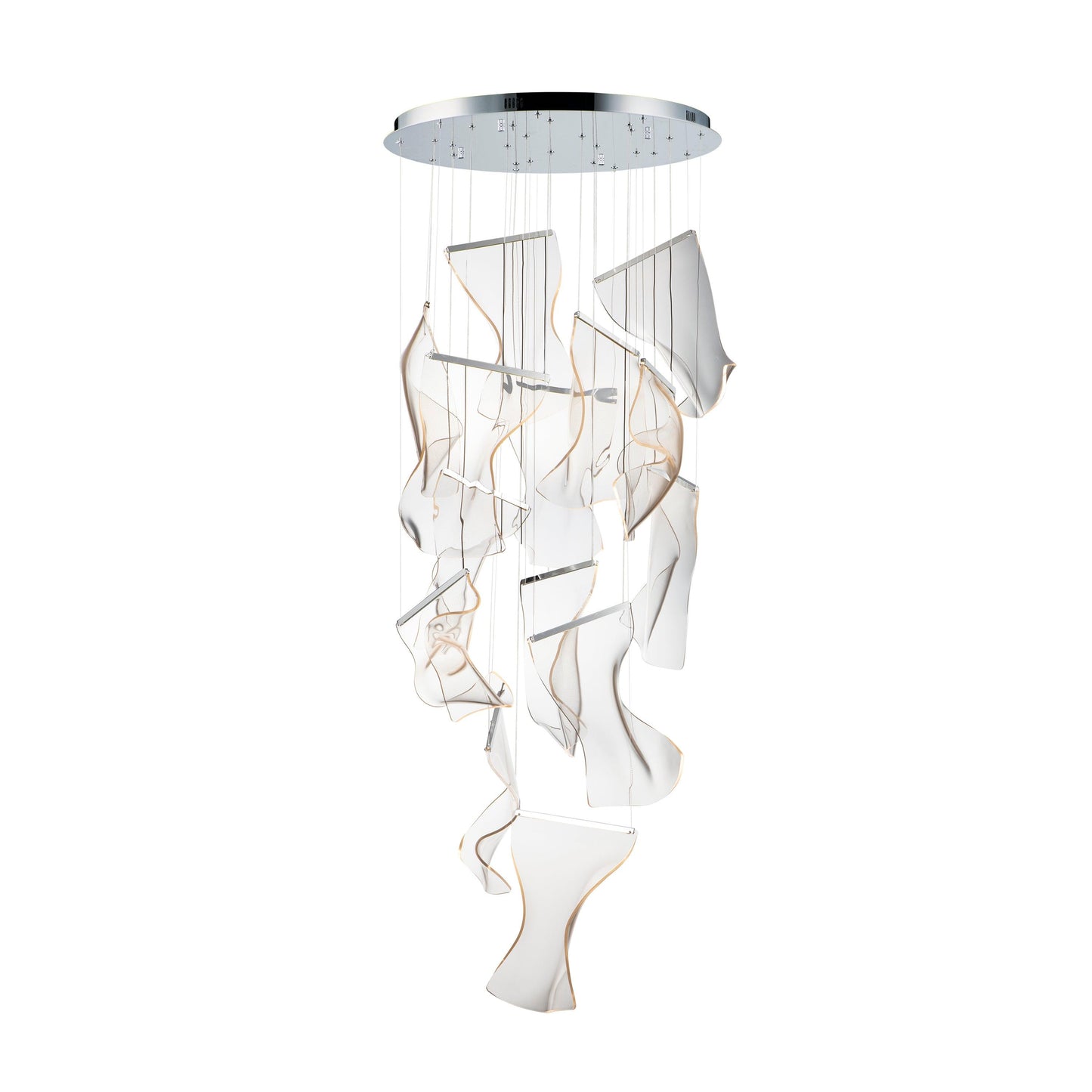 Acrylic LED Chandelier 12heads Dia 27.6″ x H 118.1″ / Dia 70cm x H 300cm / Small: W 7.1″ x H 10.2″ / W 18cm x H 26cm