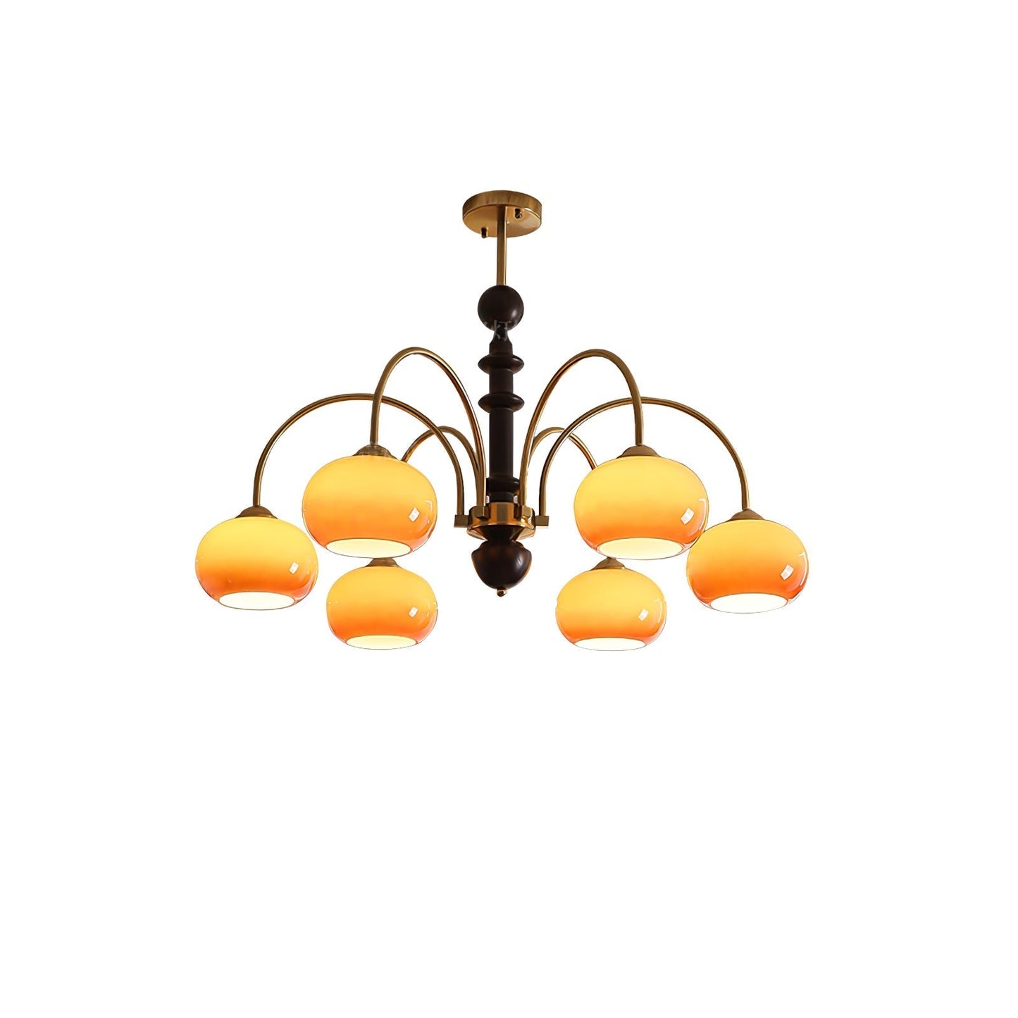 Ripe Persimmon Chandelier 6 heads Dia 35.4″ x H 23.6″ / Walnut Color & Gold Chandelier