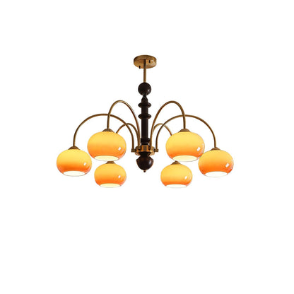 Ripe Persimmon Chandelier 6 heads Dia 35.4″ x H 23.6″ / Walnut Color & Gold Chandelier