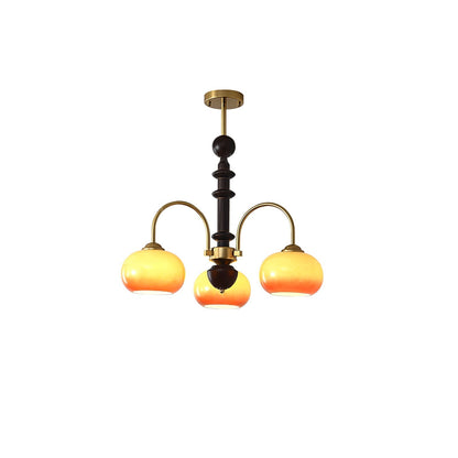 Ripe Persimmon Chandelier 3 heads Dia 27.6″ x H 23.6″ / Walnut Color & Gold Chandelier