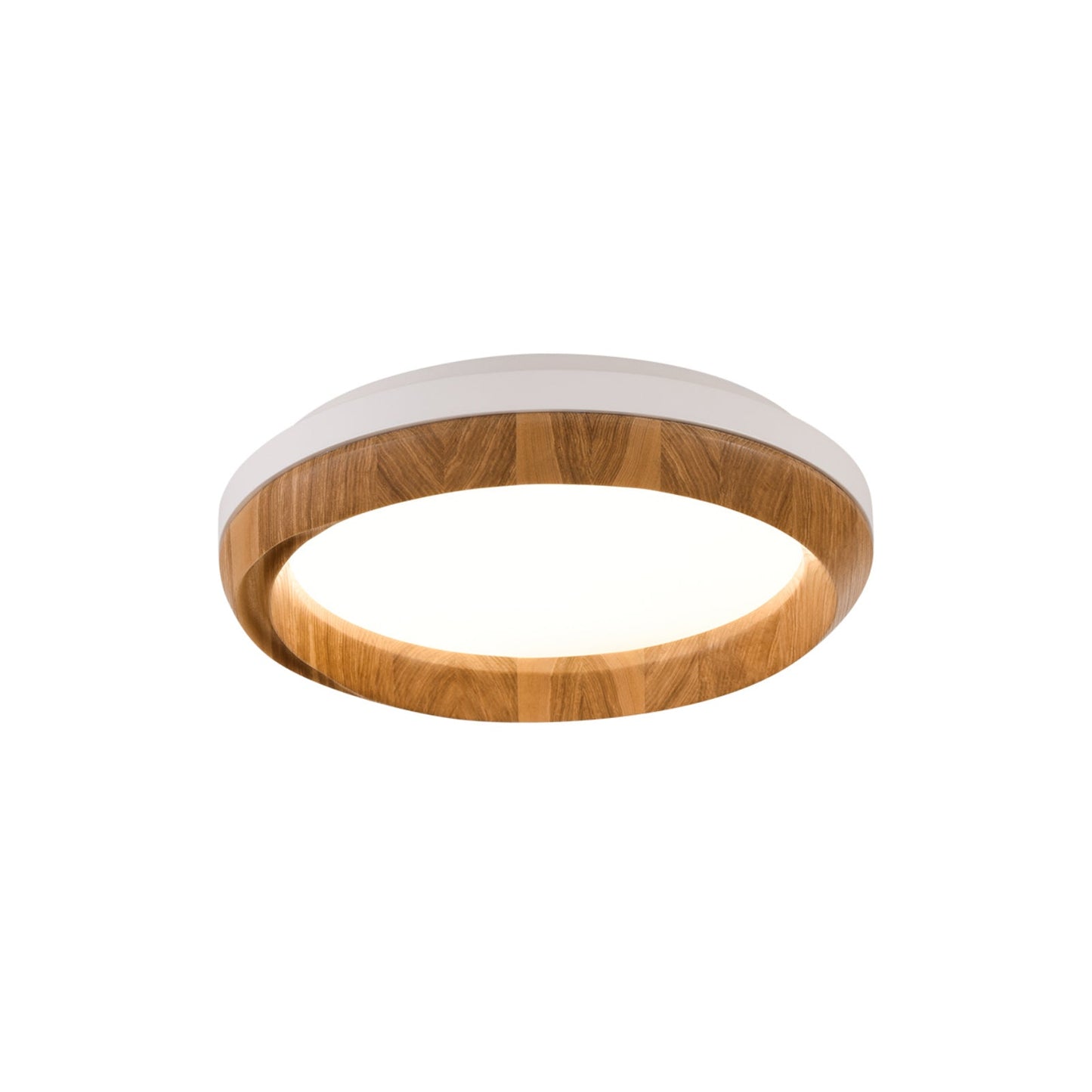 Ripple Wood Ceiling Light Dia 17.7’’ x H 5.1’’ / White & Wood color / Warm Light Ceiling lamp
