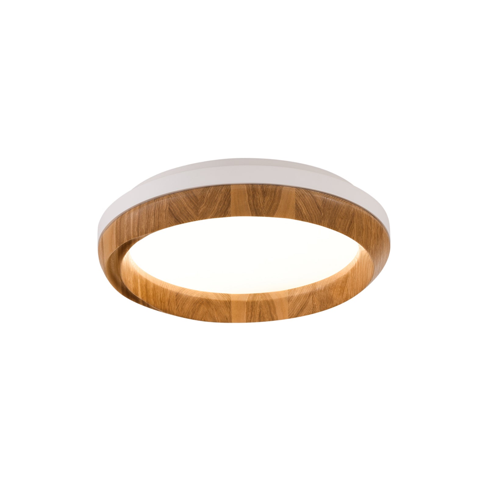 Ripple Wood Ceiling Light Dia 17.7’’ x H 5.1’’ / White & Wood color / Warm Light Ceiling lamp