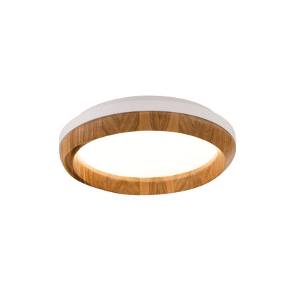 Ripple Wood Ceiling Light Dia 17.7’’ x H 5.1’’ / White & Wood color / Warm Light Ceiling lamp