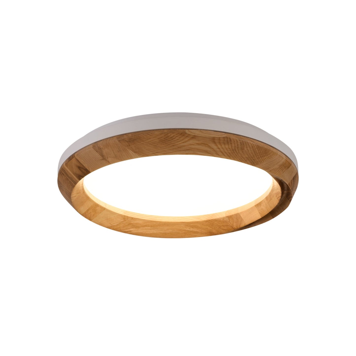 Ripple Wood Ceiling Light Dia 23.6’’ x H 5.1’’ / White & Wood color / Warm Light Ceiling lamp
