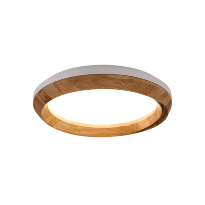 Ripple Wood Ceiling Light Dia 23.6’’ x H 5.1’’ / White & Wood color / Warm Light Ceiling lamp