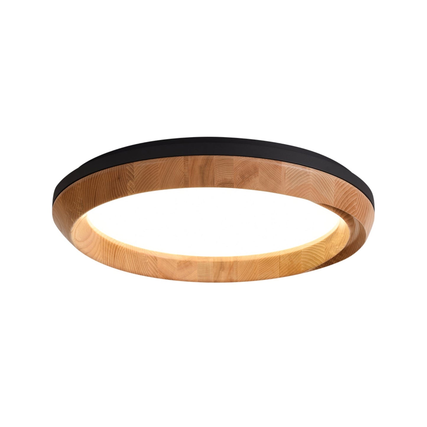 Ripple Wood Ceiling Light Dia 31.5’’ x H 5.1’’ / Black & Wood color / Warm Light Ceiling lamp