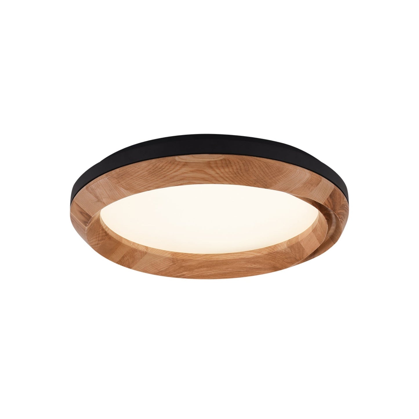 Ripple Wood Ceiling Light Dia 23.6’’ x H 5.1’’ / Black & Wood color / Warm Light Ceiling lamp