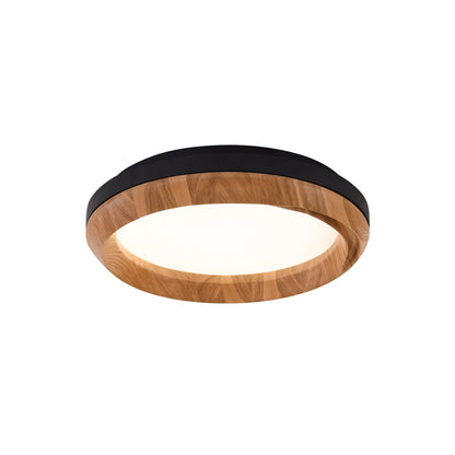 Ripple Wood Ceiling Light Dia 17.7’’ x H 5.1’’ / Black & Wood color / Warm Light Ceiling lamp