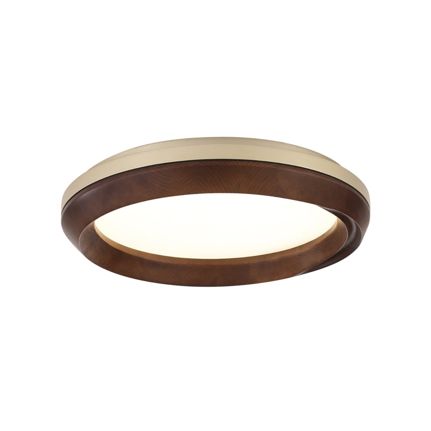 Ripple Wood Ceiling Light Dia 23.6’’ x H 5.1’’ / Gold & Walnut Color / Warm Light Ceiling lamp