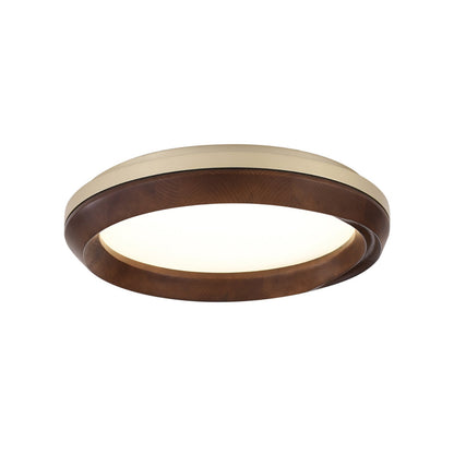 Ripple Wood Ceiling Light Dia 23.6’’ x H 5.1’’ / Gold & Walnut Color / Warm Light Ceiling lamp