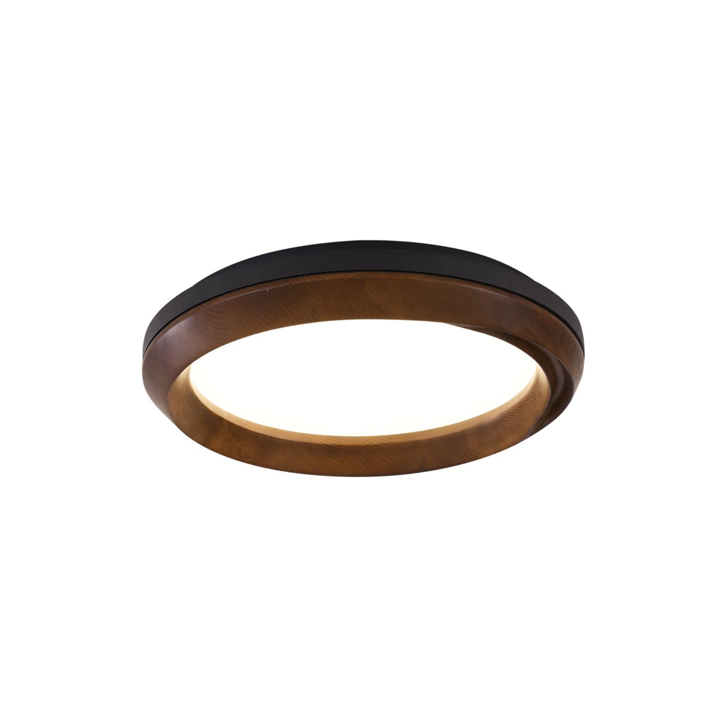 Ripple Wood Ceiling Light Dia 17.7’’ x H 5.1’’ / Black & Walnut Color / Warm Light Ceiling lamp