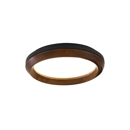 Ripple Wood Ceiling Light Dia 17.7’’ x H 5.1’’ / Black & Walnut Color / Warm Light Ceiling lamp