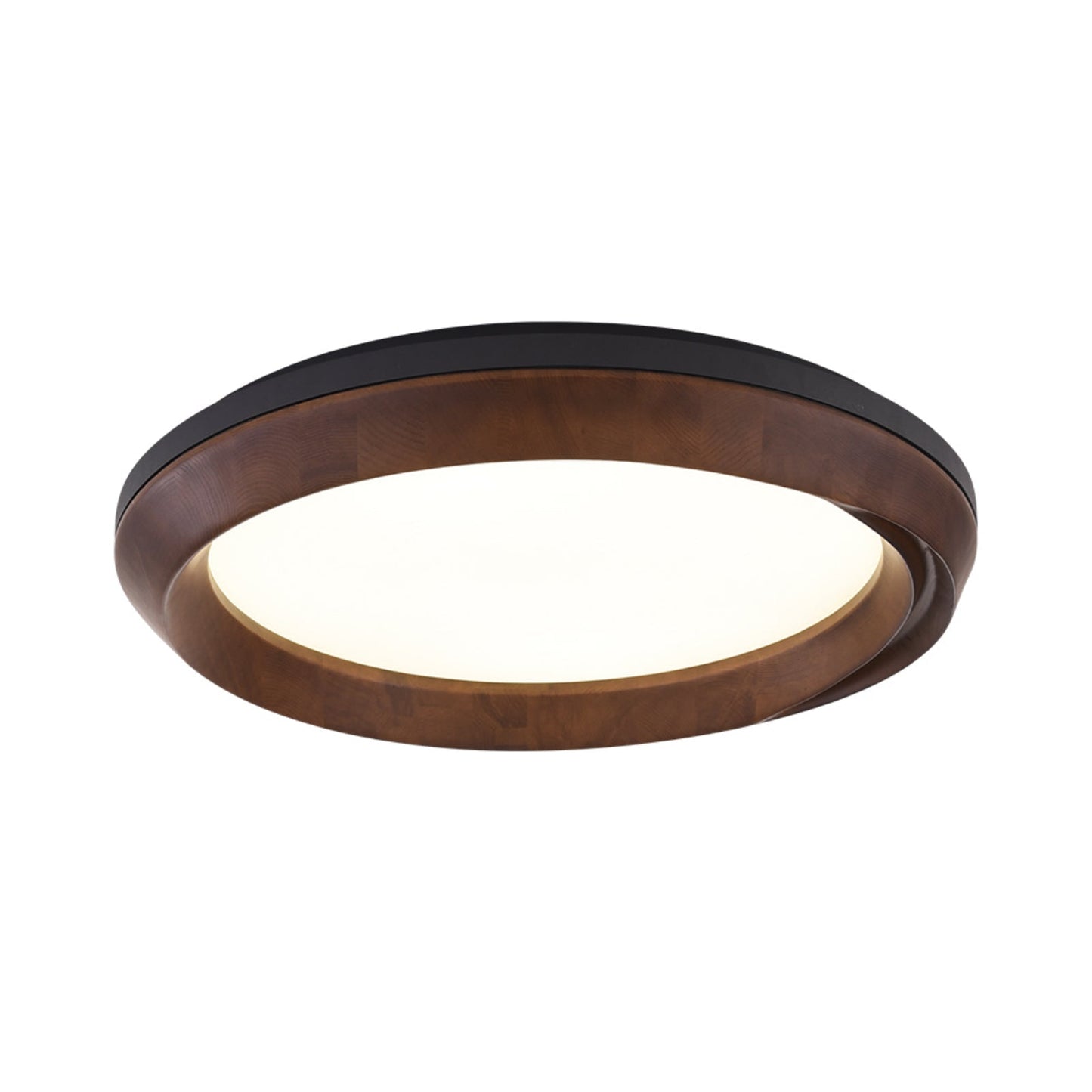 Ripple Wood Ceiling Light Dia 31.5’’ x H 5.1’’ / Black & Walnut Color / Warm Light Ceiling lamp