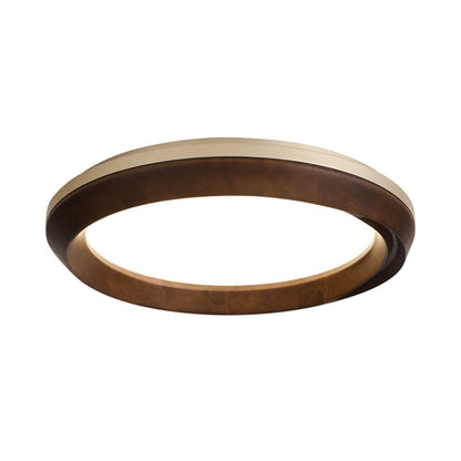 Ripple Wood Ceiling Light Dia 31.5’’ x H 5.1’’ / Gold & Walnut Color / Warm Light Ceiling lamp