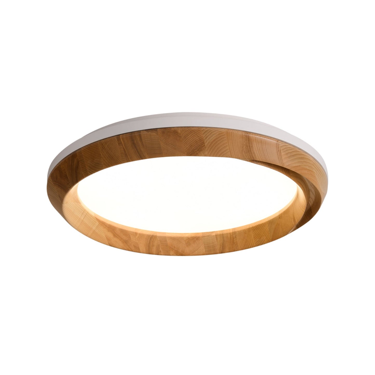 Ripple Wood Ceiling Light Dia 31.5’’ x H 5.1’’ / White & Wood color / Warm Light Ceiling lamp