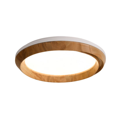 Ripple Wood Ceiling Light Dia 31.5’’ x H 5.1’’ / White & Wood color / Warm Light Ceiling lamp