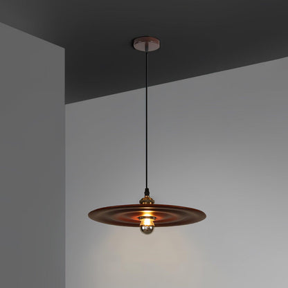 Ripplewood Pendant Lamp Dia 13.8″ x H 5.9″ / Dia 35cm x H 15cm / Walnut wood & Brass Pendant light