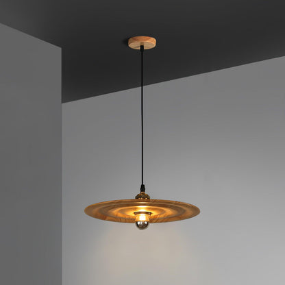 Ripplewood Pendant Lamp Dia 13.8″ x H 5.9″ / Dia 35cm x H 15cm / Nature wood & Brass Pendant light