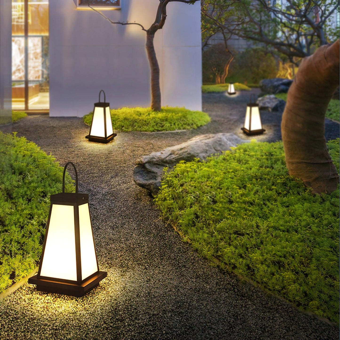 Roam Lantern Garden Outdoor Lamp Dia 9.8″ x H 19.7″ / Dia 25cm x H 50cm / Black & White / Warm Light Table lamp
