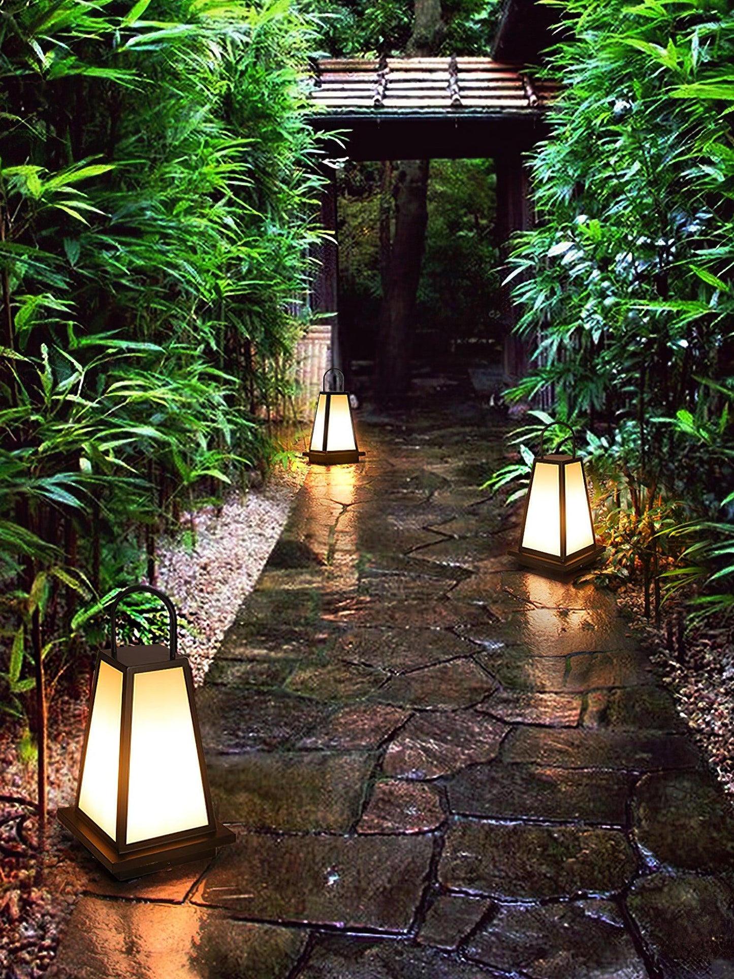 Roam Lantern Garden Outdoor Lamp Dia 9.8″ x H 19.7″ / Dia 25cm x H 50cm / Black & White / Warm Light Table lamp