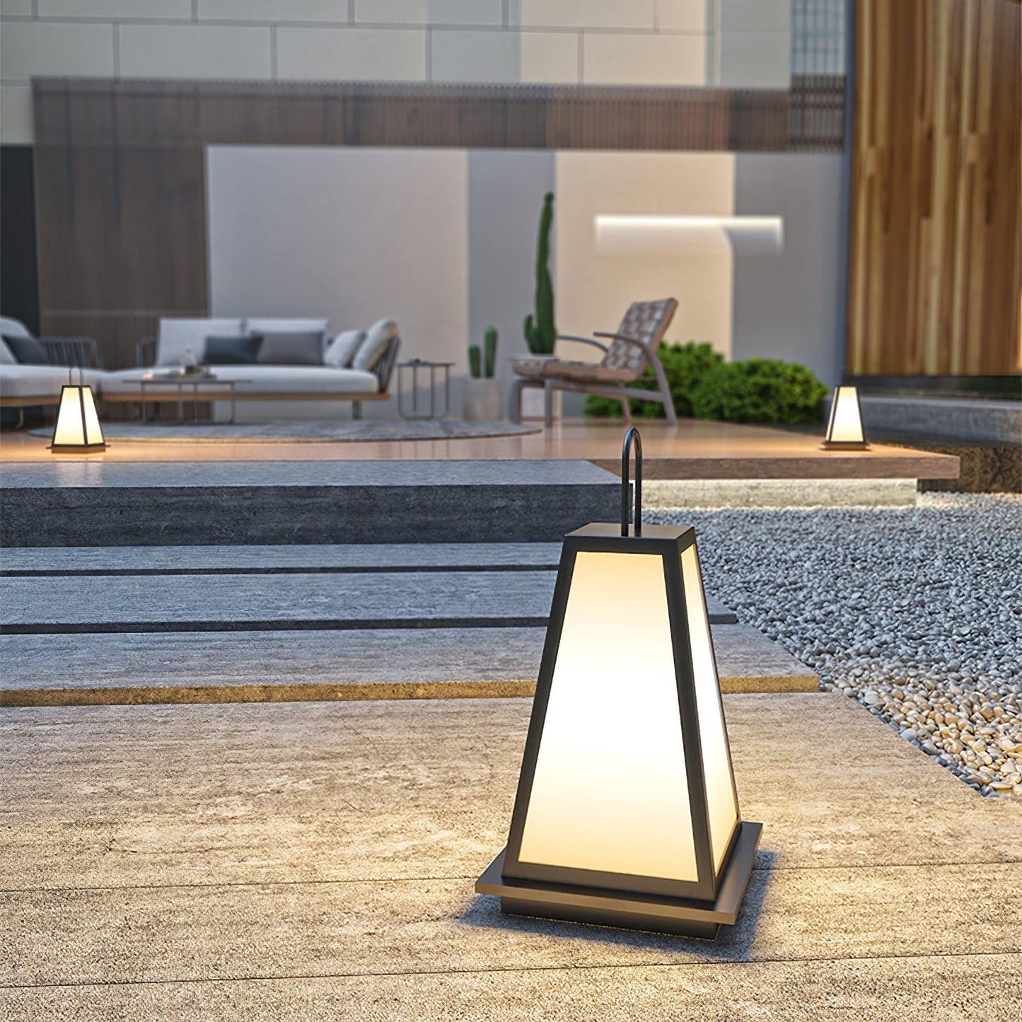 Roam Lantern Garden Outdoor Lamp Dia 9.8″ x H 19.7″ / Dia 25cm x H 50cm / Black & White / Warm Light Table lamp
