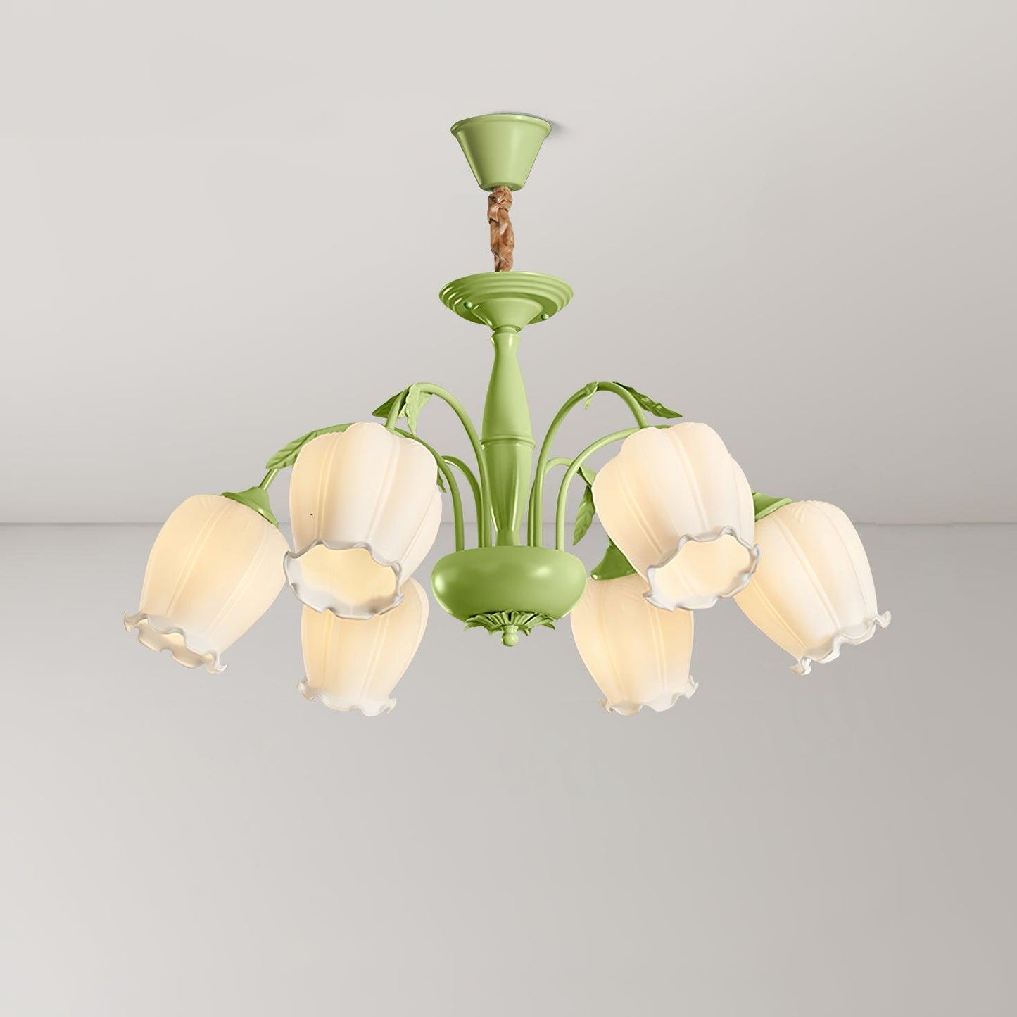 Rococo Chandelier 6 heads ? 29.5″ x H 15.7″/ Dia 75cm x H 40cm / Green Chandelier