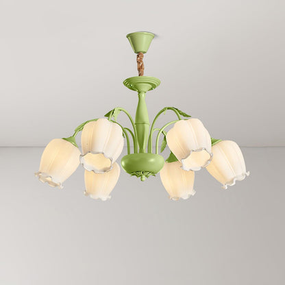 Rococo Chandelier 6 heads ? 29.5″ x H 15.7″/ Dia 75cm x H 40cm / Green Chandelier