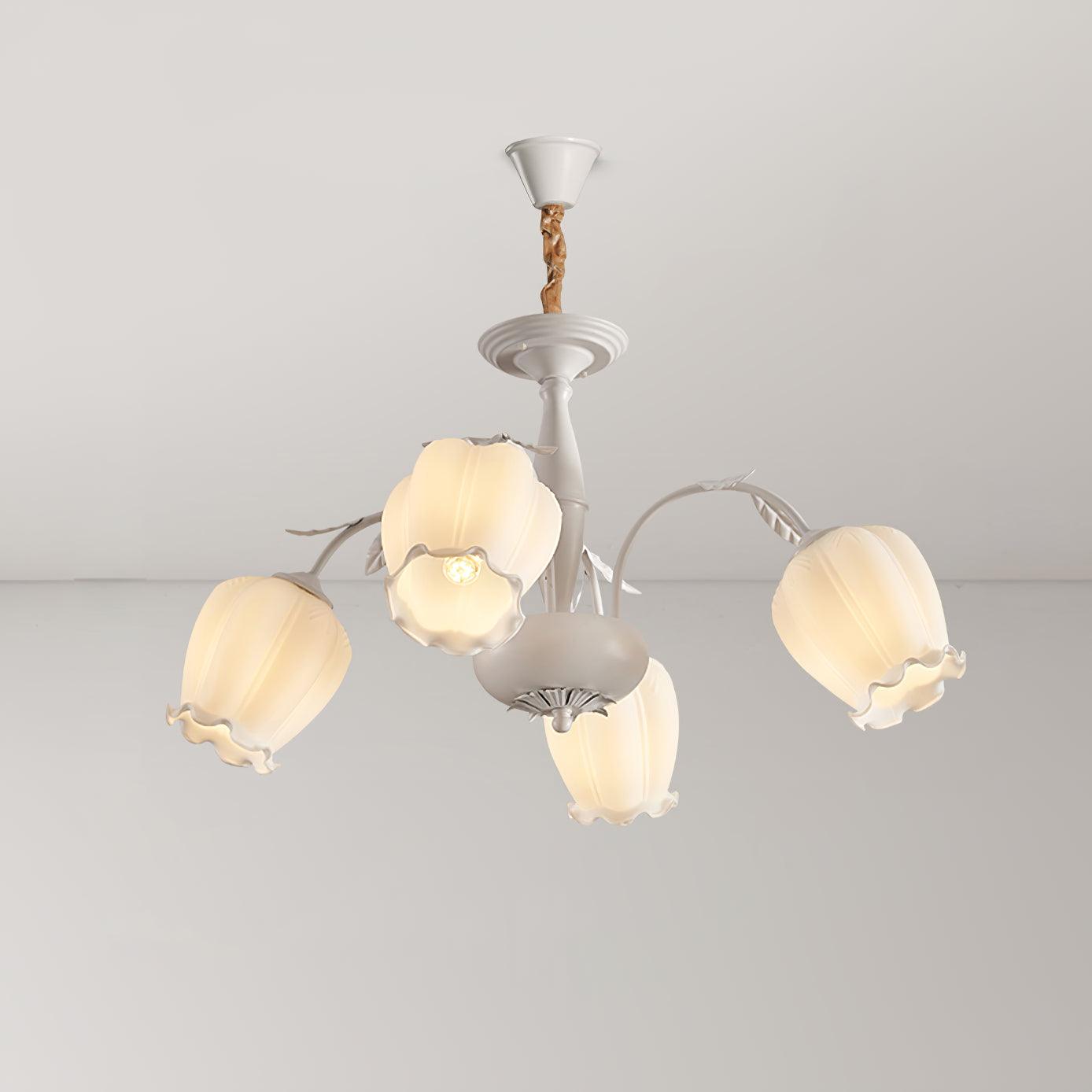 Rococo Chandelier 4 heads ? 27.5″ x H 15.7″/ Dia 70cm x H 40cm / White Chandelier