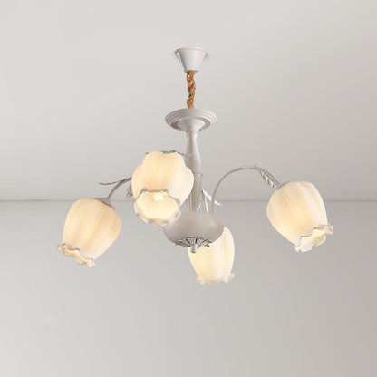 Rococo Chandelier 4 heads ? 27.5″ x H 15.7″/ Dia 70cm x H 40cm / White Chandelier