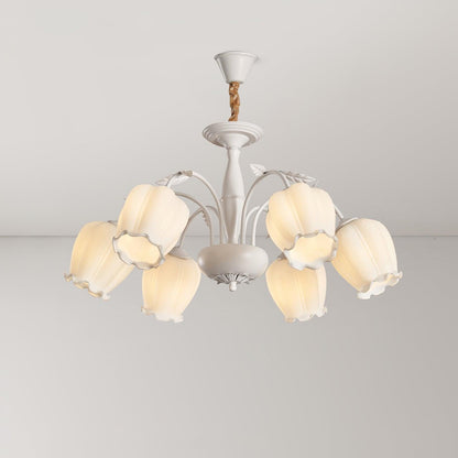 Rococo Chandelier 6 heads ? 29.5″ x H 15.7″/ Dia 75cm x H 40cm / White Chandelier