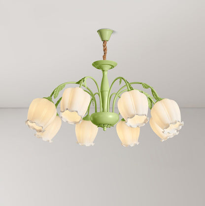 Rococo Chandelier 8 heads ? 34.6″ x H 15.7″/ Dia 88cm x H 40cm / Green Chandelier