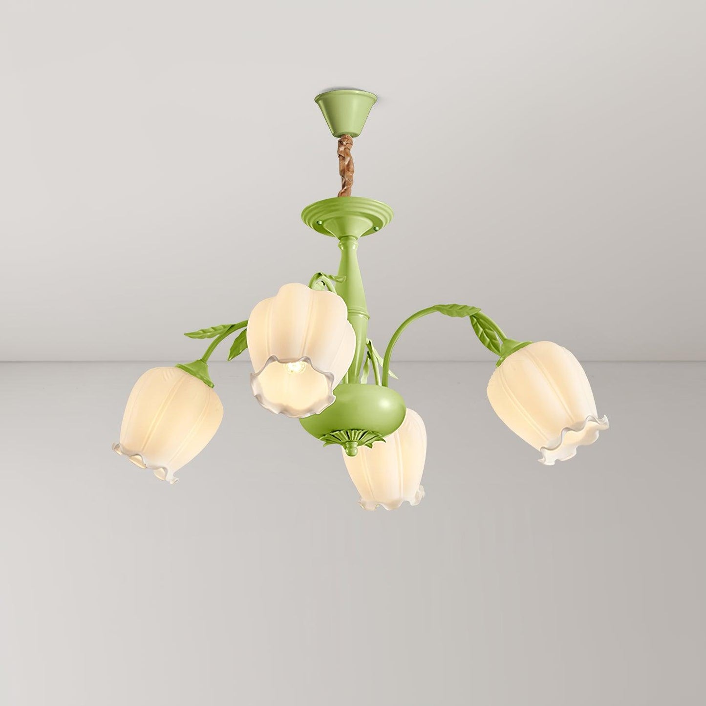 Rococo Chandelier 4 heads ? 27.5″ x H 15.7″/ Dia 70cm x H 40cm / Green Chandelier