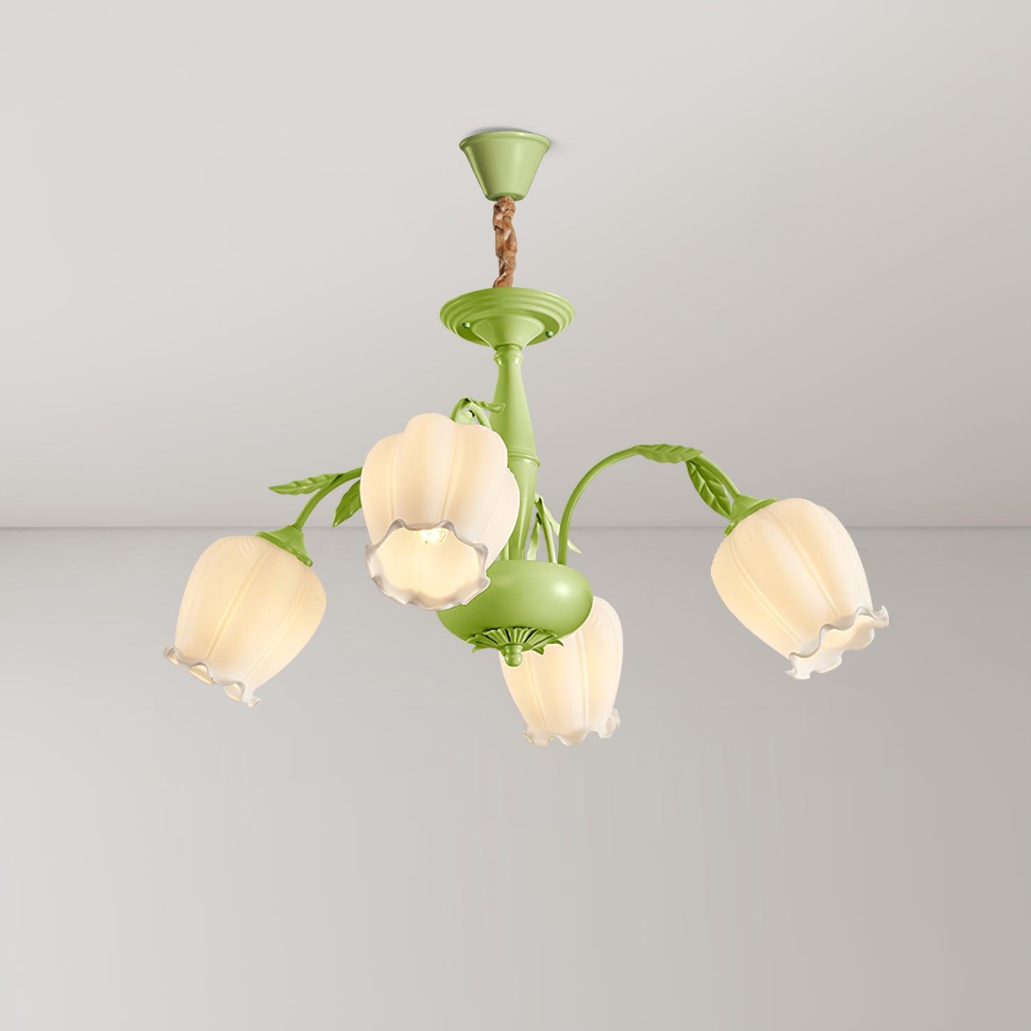 Rococo Chandelier 4 heads ? 27.5″ x H 15.7″/ Dia 70cm x H 40cm / Green Chandelier