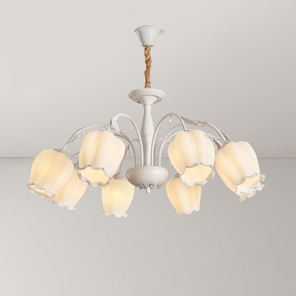 Rococo Chandelier 8 heads ? 34.6″ x H 15.7″/ Dia 88cm x H 40cm / White Chandelier