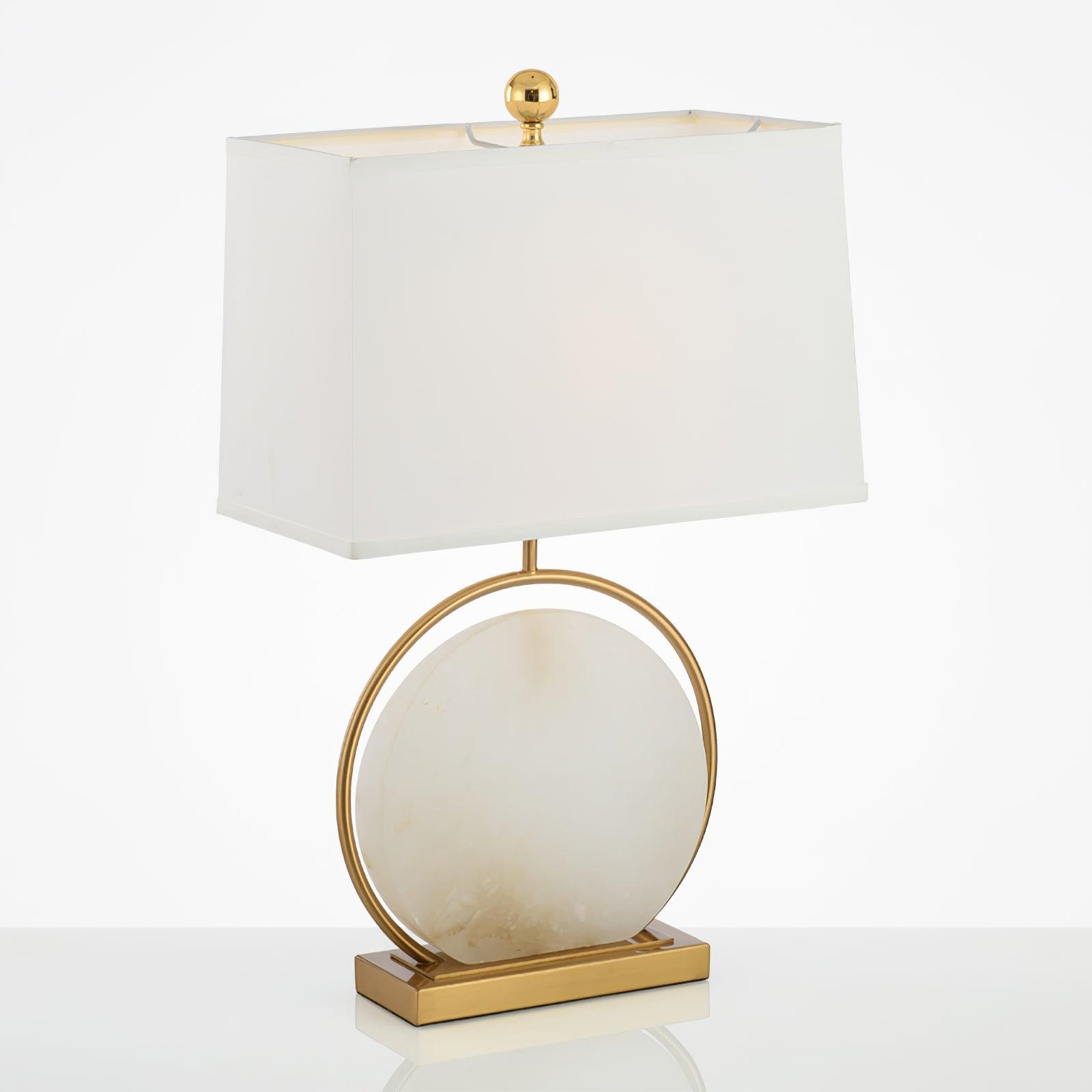 Roma White Marble Table Lamp Dia 14.9″ x H 24.4″/ Dia 38cm x H 62cm / Gold & White Alabaster / US plug Table lamp