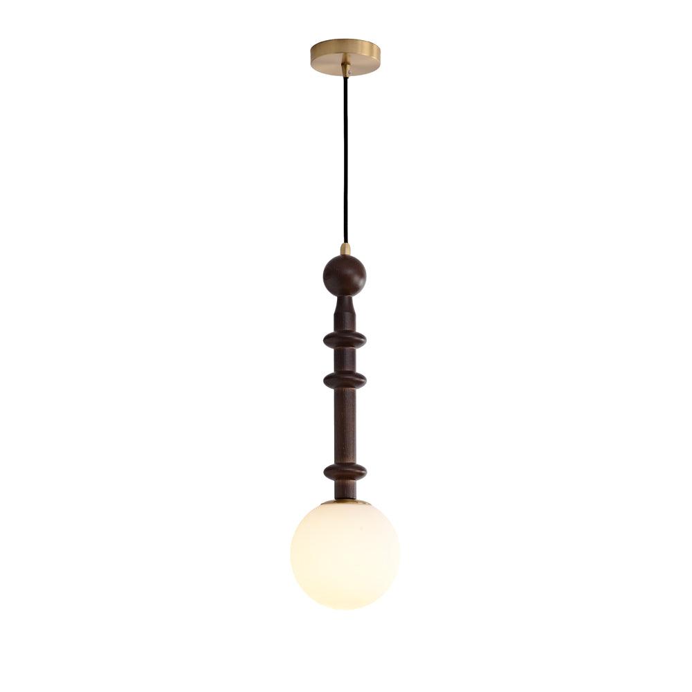 Roman Column Small Pendant Light Dia 5.9″ x H 19.7″ / Dia 15cm x H 50cm / Walnut Color & Gold & White Pendant light