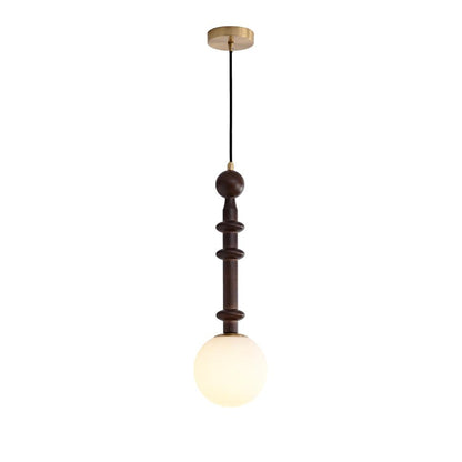 Roman Column Small Pendant Light Dia 5.9″ x H 19.7″ / Dia 15cm x H 50cm / Walnut Color & Gold & White Pendant light