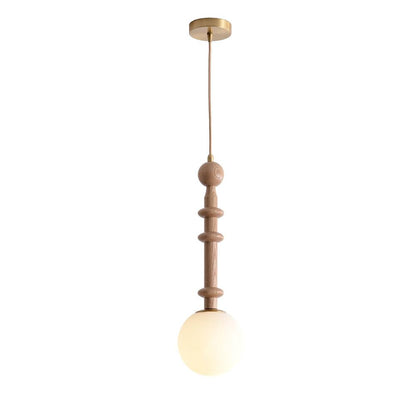 Roman Column Small Pendant Light Dia 5.9″ x H 19.7″ / Dia 15cm x H 50cm / Wood Color & Silver & White Pendant light
