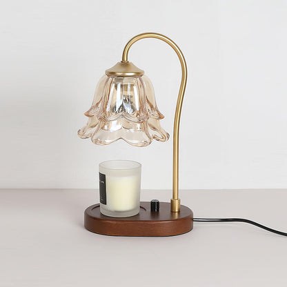 Romantic Warmer Lamp ? 6.7″ x H 11.8″ / Dia 17cm x H 30cm / Gold & Walnut & Amber / US plug Table lamp
