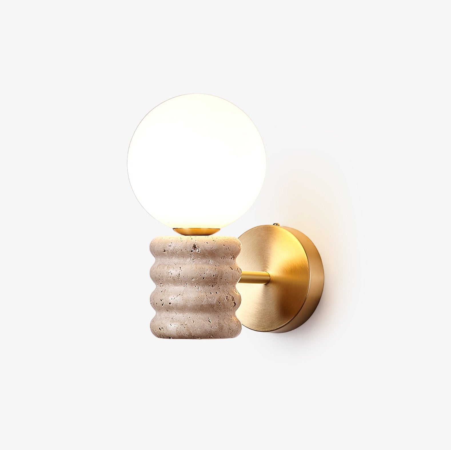 Romus Wall Lamp ? 3.9’’ x H 10.6’’ / Gold & Yellow Travertine Wall lamp