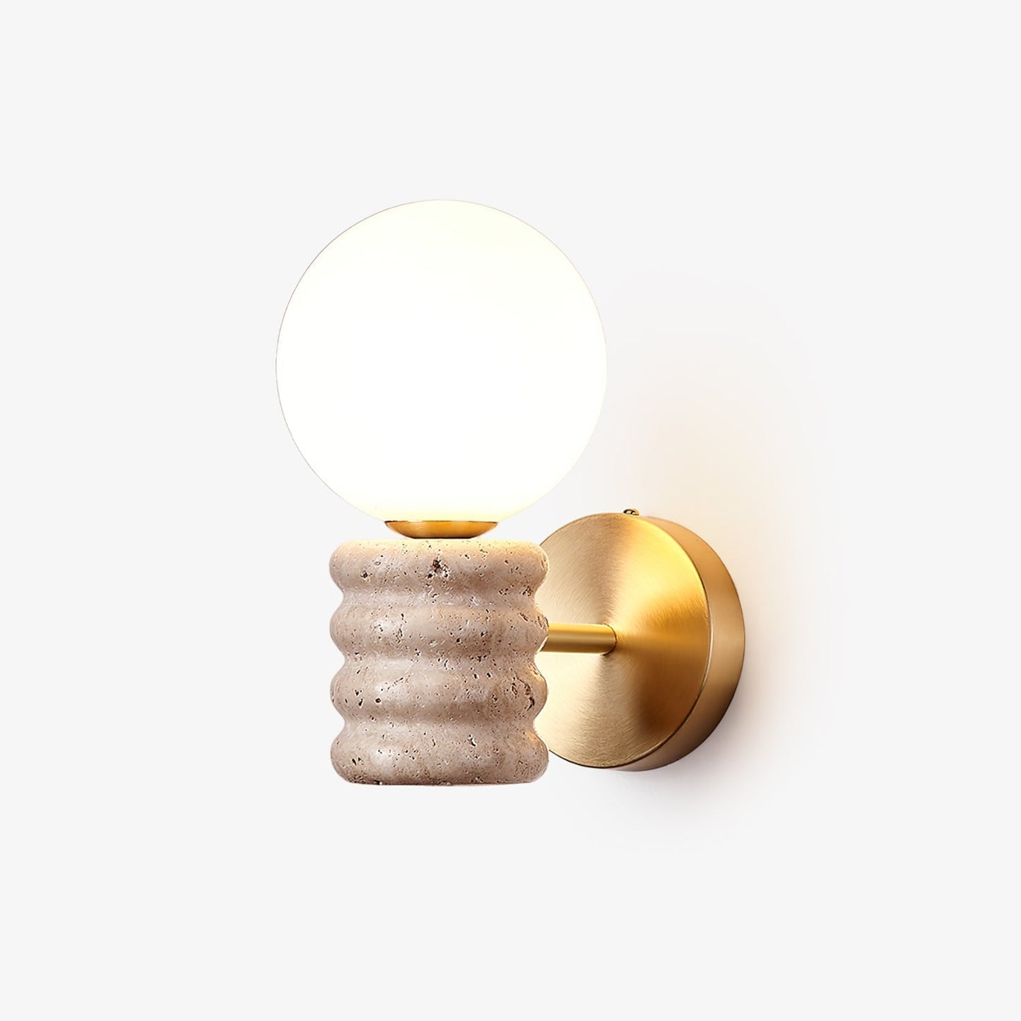 Romus Wall Lamp ? 3.9’’ x H 10.6’’ / Gold & Yellow Travertine Wall lamp