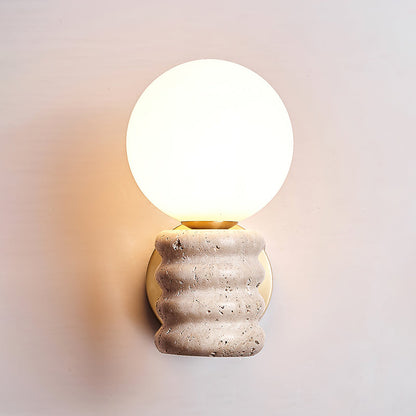 Romus Wall Lamp ? 3.9’’ x H 10.6’’ / Gold & Yellow Travertine Wall lamp