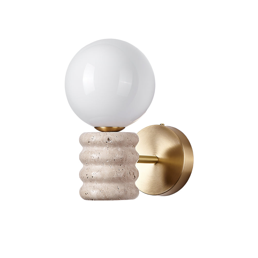 Romus Wall Lamp ? 3.9’’ x H 10.6’’ / Gold & Yellow Travertine Wall lamp