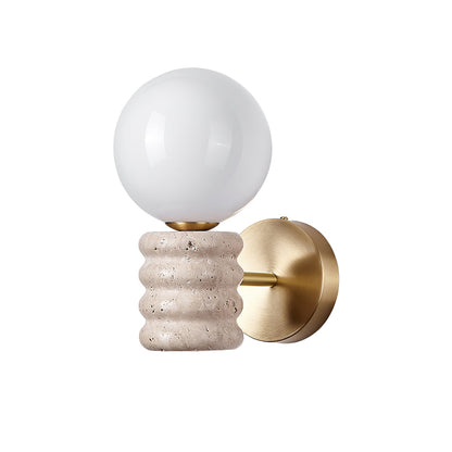 Romus Wall Lamp ? 3.9’’ x H 10.6’’ / Gold & Yellow Travertine Wall lamp