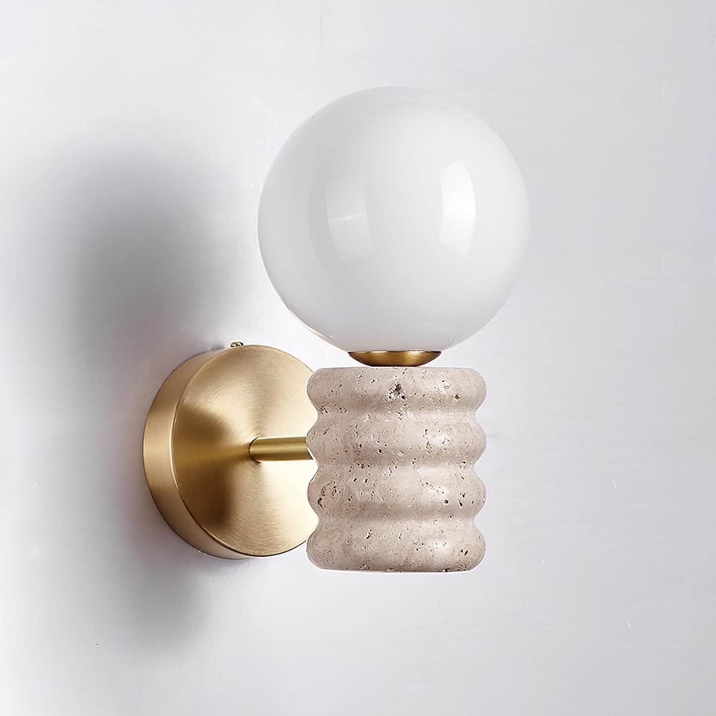 Romus Wall Lamp ? 3.9’’ x H 10.6’’ / Gold & Yellow Travertine Wall lamp