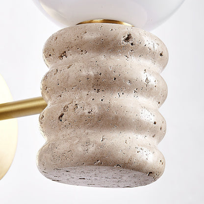 Romus Wall Lamp ? 3.9’’ x H 10.6’’ / Gold & Yellow Travertine Wall lamp